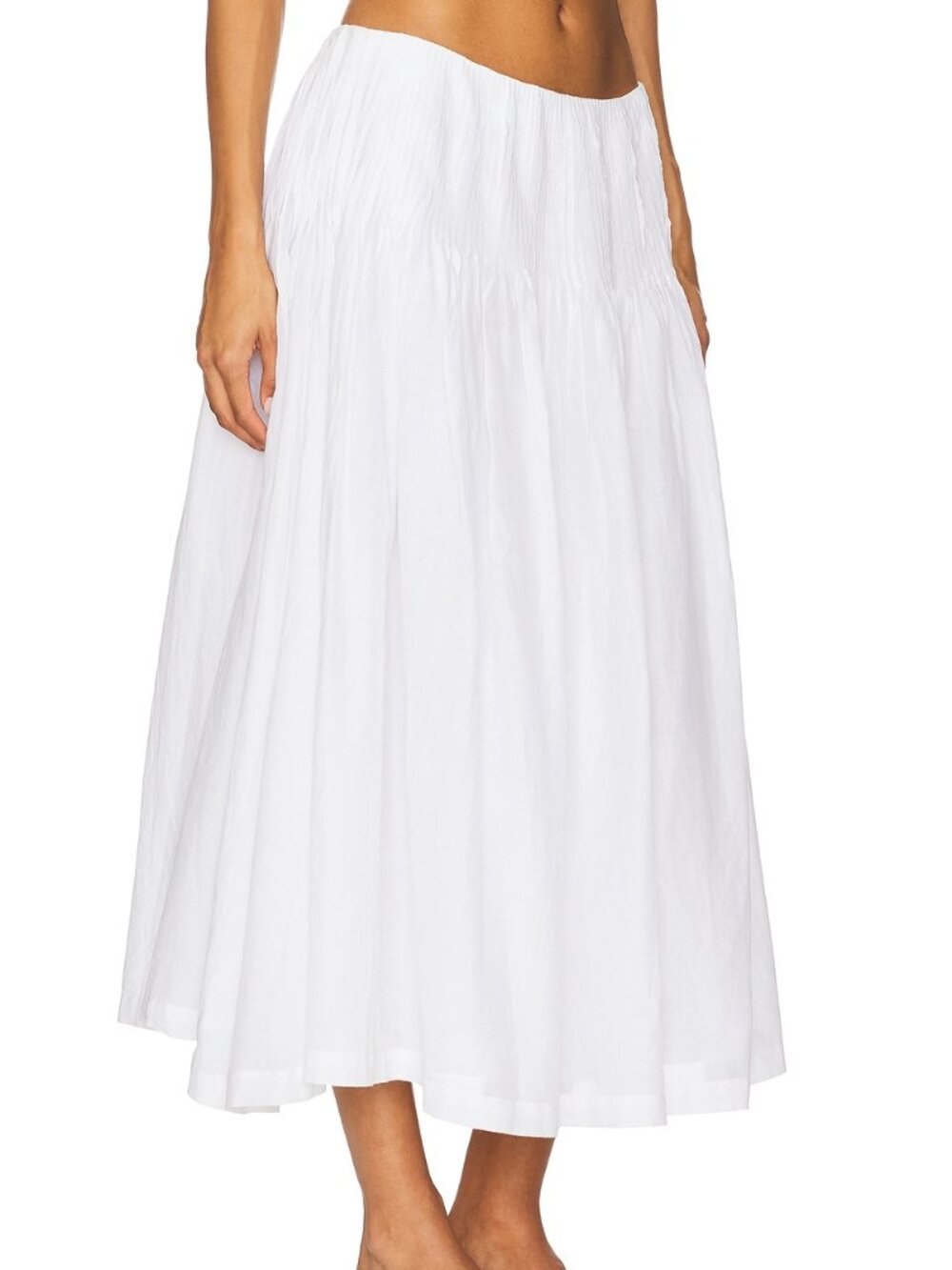 LPA Emmy midi skirt in white flowy summer long cotton - Picture 2 of 6